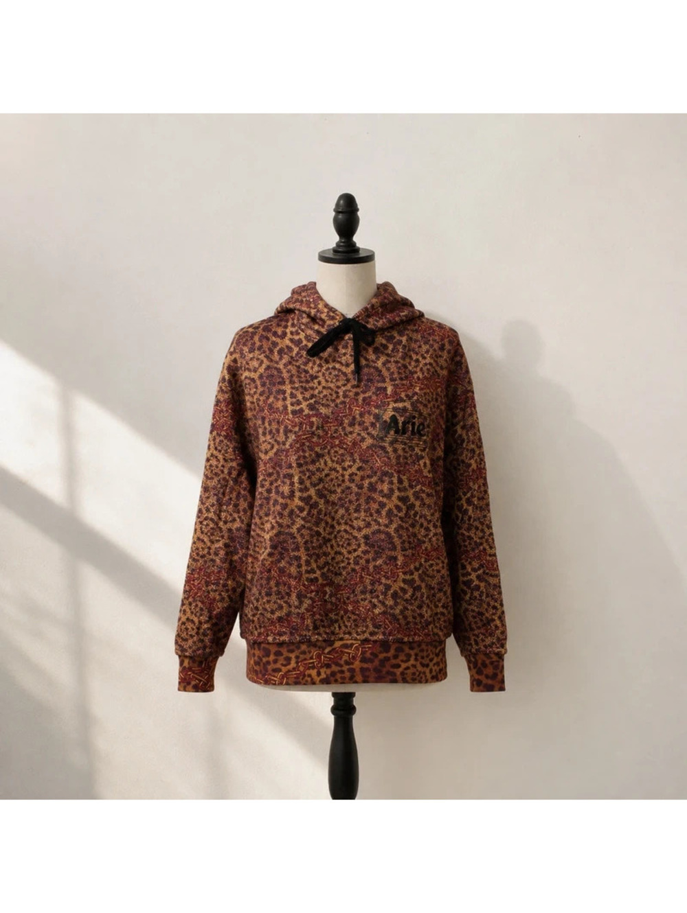 Aries Leopard Print Hoodie Women’s S Brown Gold Designer Streetwear
